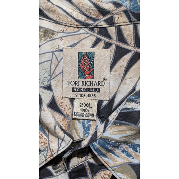 Tori Richard Honolulu Shirt 2XL Cotton Lawn Tropical Leaf Print Made in Hawaii - Picture 6 of 10